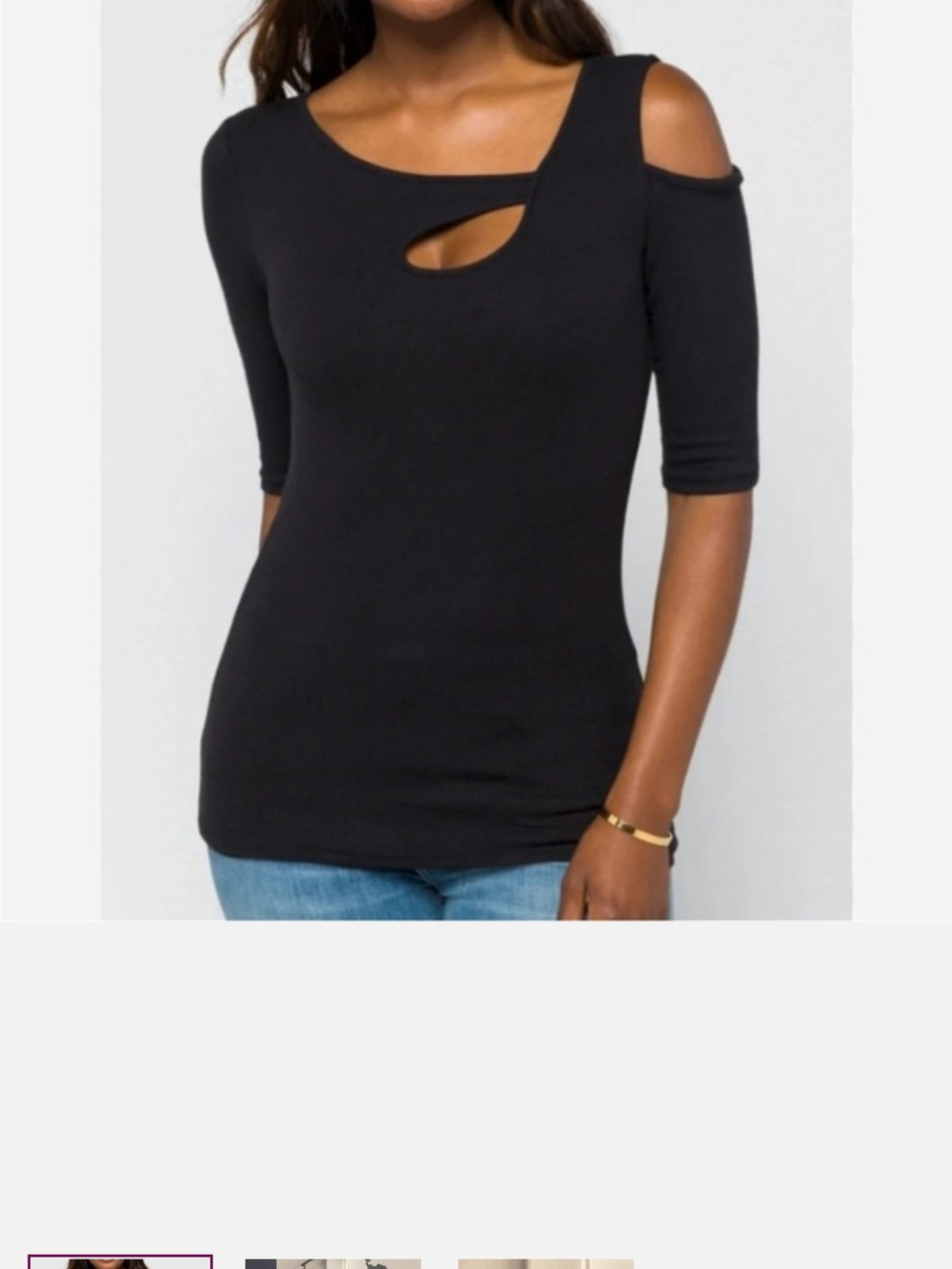 Women’s Black Cold-Shoulder Cutout Top